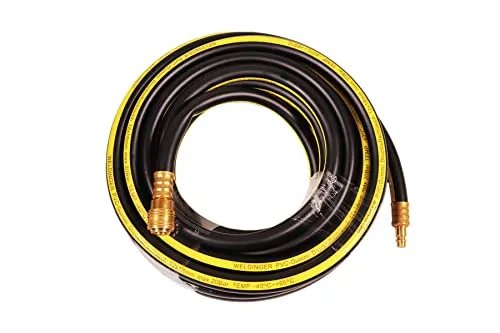WELDINGER Druckluftschlauch 10 m Gummi-PVC 12x18 mm mit Messingkupplungen