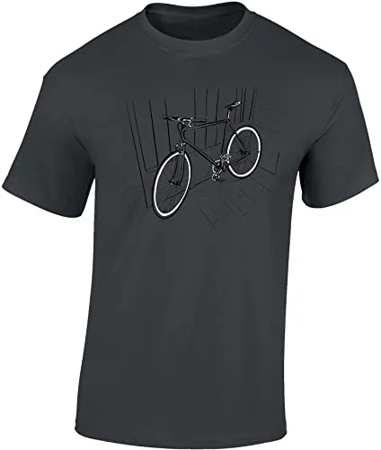 Baddery Fahrrad T-Shirt Herren - „Indoor Bike“ - Bike Shirt für Radfahrer (Dark Grey M)