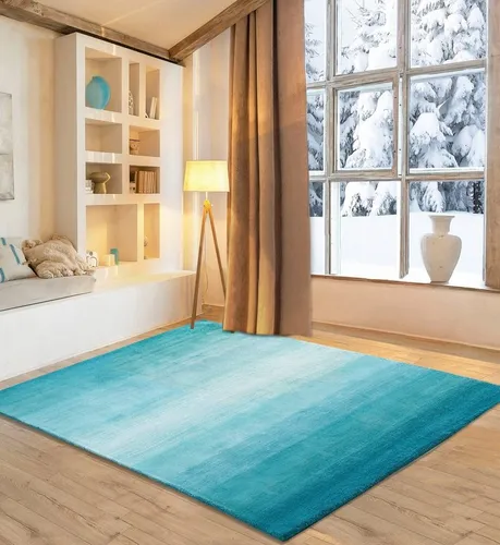 OTTO home Wollteppich Lessach, rechteckig, 14 mm Höhe, Handweb Teppich mit modernem Farbverlauf - Der rechteckige Wollteppich »Lessach« von OTTO home überzeugt durch modernes Design und hochwertige Handweb-Qualität. Ideal für ein angenehmes Raumklima und als stilvolles Highlight in jedem Raum.