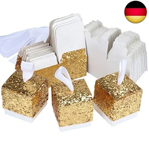TsunNee Süßigkeitenschachteln aus Papier, glitzernd, für Hochzeit, Ga