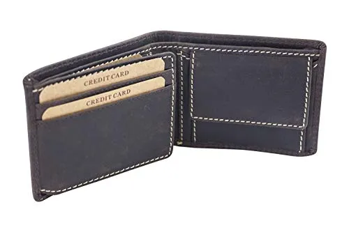 LEAS Mini Geldbeutel super dünn Echt-Leder, dunkelbraun Vintage-Collection