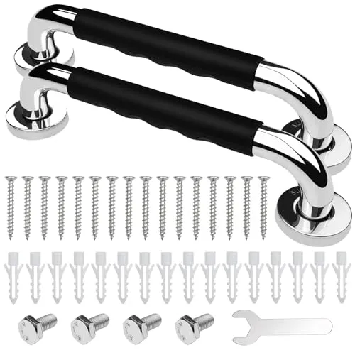 Baxcdyswe Haltegriffe für Senioren, 2 Stück 30cm Rutschfreier Haltegriff, Dusche Badewannengriff aus Edelstahl & Kieselgel-Sicherheitsgriffe, Badezimmer Haltegriff für Schwangere, Senioren und Kinder