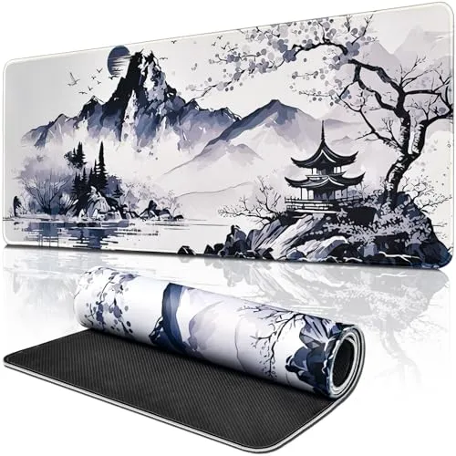 ECHOBUY Kirschblüten Mousepad XXL 800x300 mm Japanische Weiße Mauspad Gaming Mauspad Wasserdicht Schreibtischunterlage für Gaming, Büro, Homeoffice