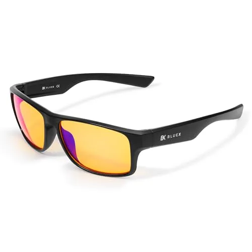 BlueX X90 • Gaming Brille TR90 Super Leicht - Blaulichtfilter Computerbildschirm-Brille - Anti-Blaulicht-Bildschirm für Gamer PCs und Büro (Herren - Damen)