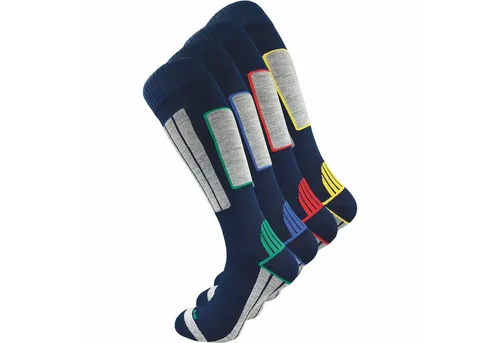 GAWILO Herren Skisocken mit Polsterung (4er-Pack) - Sportsocken aus 20% wärmender Wolle, ideal für kalte Tage. Sie bieten optimalen Komfort durch spezielle Polsterungen und einen nahtlosen Zehenbereich.