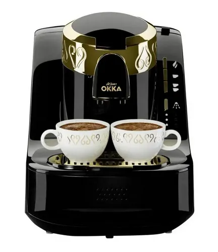 ARZUM OK008-B Mokka-Maschine Schwarz/Gold - Vollautomatische Mokka-Maschine mit 0,95 l Wassertank, einstellbarer Brühtemperatur und Selbstreinigungsfunktion für perfekten Kaffeegenuss.