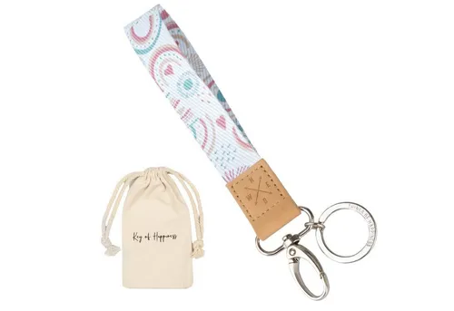 Things of Happiness Schlüsselanhänger Schlüsselband kurz mit Schlüsselring und Karabiner, kurzes Lanyard, Geschenk