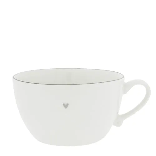 Bastion Collections Suppentasse klein Heart weiß mit grauem Herz D. 13cm