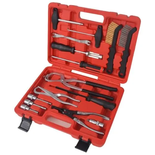 vidaXL Bremsen Wartung Montage Werkzeug 15-tlg. für Trommel - Multifunktionales Bremsen-Wartungsset mit 15 Teilen, ideal für präzise Wartung und Montage von Trommelbremsen, inklusive praktischem Aufbewahrungskasten.