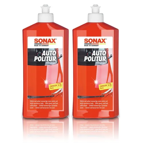 2x 500ml SONAX AUTOPOLITUR AUTO POLITUR LACK PFLEGE AUTOPFLEGE LACKPFLEGE
