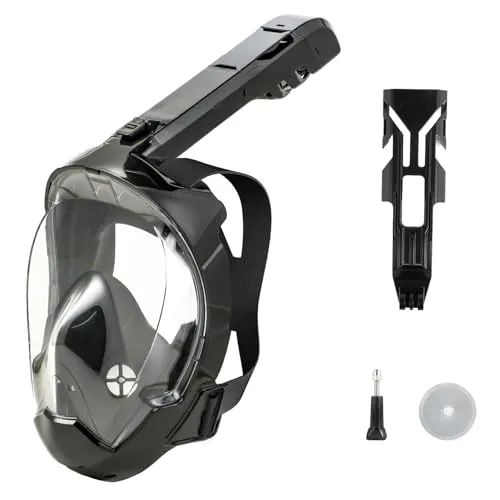 Schnorchelmaske Vollgesichtsmaske 180° Sicht – Tauchmaske Anti-Beschlag mit Doppelluftsystem, Taucherbrille Erwachsene mit Kamera Halter - L/XL