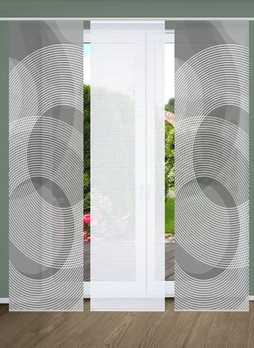 HOME in green Schiebegardine AFONSO, 3er Set - Gardinen mit halbtransparenter Bambusoptik aus recyceltem Polyester, ideal für Sichtschutz und Raumteilung, flexibel einsetzbar und pflegeleicht.