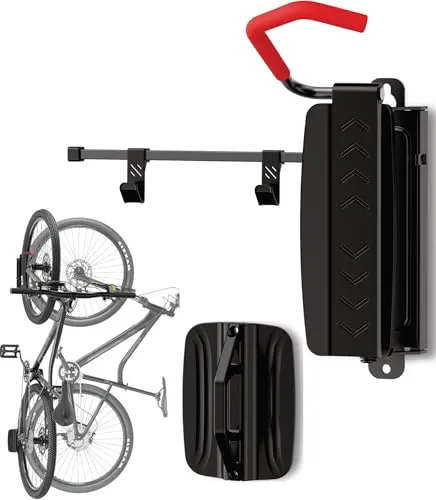 Schwenkbare Fahrrad Wandhalterung Vertikal mit 35 kg Tragkraft - Fahrradhalterung Wand für E-Bike - MTB und Rennrad - Fahrradhalter mit Extra Soft Haken - Fahrradaufhängung Wand (1 stück)