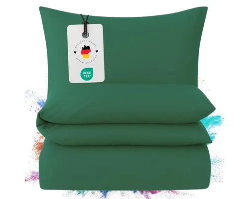 Carpe Sonno Mako-Satin-Bettwäsche Grün 135x200 cm - Elegante einfarbige Mako-Satin Bettwäsche von Carpe Sonno. Aus 100% Baumwolle, weich und atmungsaktiv für ganzjährigen Komfort. Oeko-Tex® Standard 100 garantiert geprüfte Qualität.