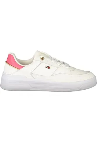 Tommy Hilfiger Damen Runner Sneaker Essential Basket Low Top, Weiß (Ancient White/Heritage Pink) - Damen-Sneaker mit hochwertigem Leder und stilvollem Design, ideal für Alltag und besondere Anlässe. Optimaler Tragekomfort durch perfekte Passform.