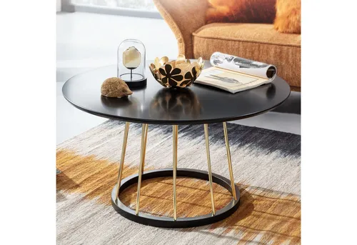 Couchtisch FineBuy Sofatisch Rund 80 cm - Schwarz Metall - Tische & Stehtische: Moderner Couchtisch mit großer Ablagefläche und robustem Metallgestell, ideal für stilvolle Wohnzimmer.