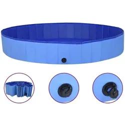vidaXL Faltbarer Hundepool Blau 200x30 cm - Sonstiger Hundebedarf – Ideales Planschbecken aus strapazierfähigem PVC, rutschfest und faltbar für einfachen Transport, perfekt zum Abkühlen Ihres Hundes an heißen Sommertagen.