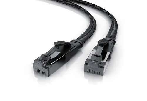 Primewire LAN-Kabel, CAT.8, RJ-45 (Ethernet) (500 cm), CAT 8.1 Netzwerkkabel Flach 40 Gbits, Baumwollmantel Patchkabel - 5m
