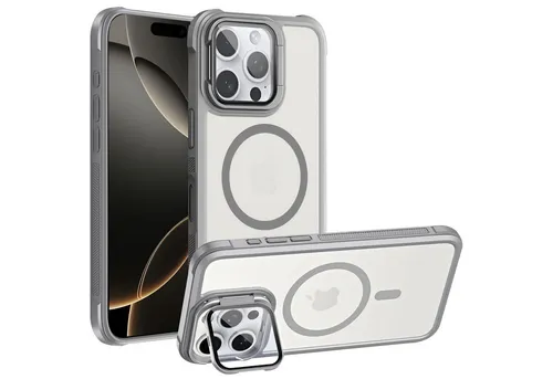 CoolGadget Handyhülle Hybrid CAM Handy Hülle für Apple iPhone 16 Pro Max 6,9 Zoll, Kameraschutzglas klappbar Schutzhülle Metallring für Magsafe Zubehör