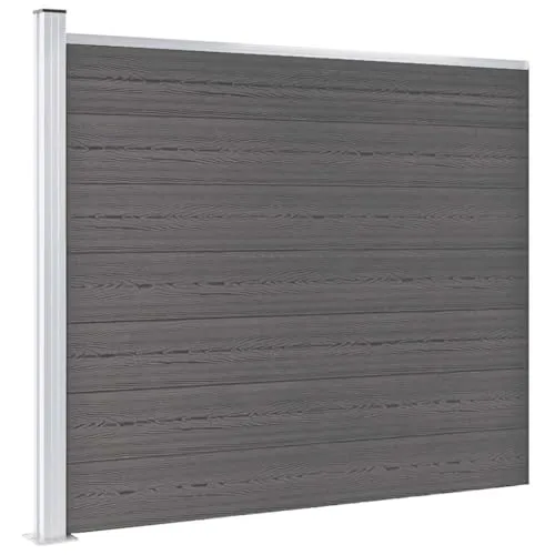 vidaXL Zaunelement WPC 175x146 cm Grau - Metallzaun aus langlebigem WPC, ideal für Gartenabgrenzungen. Bietet Privatsphäre und Sicherheit, mit zwei Designseiten und einfacher Montage für individuelle Anpassungen.