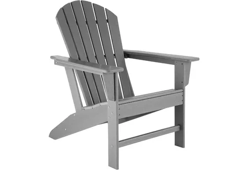 tectake® Gartenstuhl Adirondack - Komfortabel und Wetterfest - Adirondack-Stuhl aus schmutzunempfindlichem Kunststoff in Holzoptik, ideal für Garten, Terrasse und Balkon. Mit breiten Armlehnen und guter Luftzirkulation für entspannte Stunden im Freien.