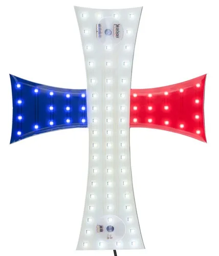 All Ride Dekofigur LKW LED-Kreuz in den französischen Nationalfarben - Setzen Sie ein Zeichen für Frankreich mit diesem dekorativen LED-Kreuz in weiß-blau-rot. Ideal für LKW und Wohnmobile, einfach zu befestigen und mobil einsetzbar. Ein echter Blickfang mit 84 LEDs!