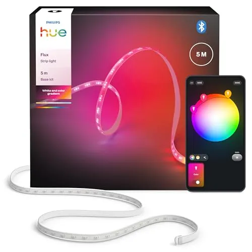 Philips Hue Flux 5m LED-Lightstrip - Lichtschläuche mit flexibler Innenbeleuchtung, lebendige Farben und präzise Chromasync™-Farben für das perfekte Ambiente. Einfach zuschneidbar und per App oder Sprachsteuerung steuerbar.