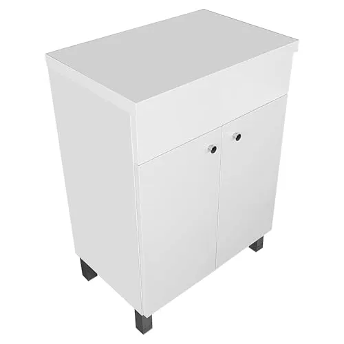 paplinskimoebel Badezimmerschrank mit Aufsatz IGA TOP für Badezimmer | Waschbeckenunterschrank Stehend | Badschrank 60 cm Breit | Weiß Badezimmerschrank mit 2 Türen | Schrank für Waschtischaufsatz