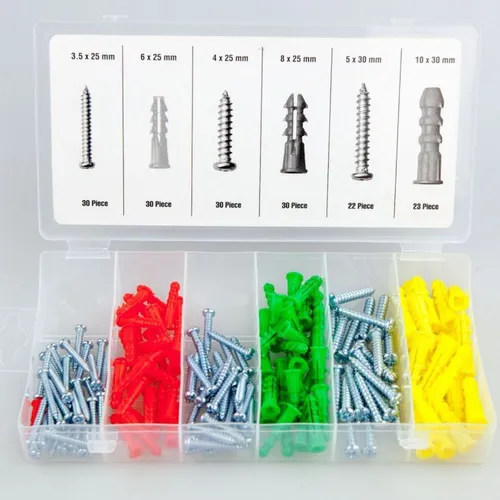 Schrauben und Dübel Set 165tlg. Schrauben verzinkt Sortiment Kreuzschlitz