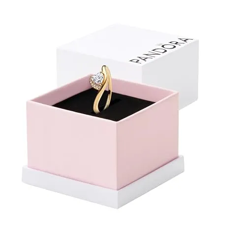 PANDORA Timeless Welliges Herz Ring - Eleganter Damenring aus Sterling Silber, 14k vergoldet mit herzförmigem Zirkonia und Pavé-Steinen – ein modernes Schmuckstück für jeden Anlass.