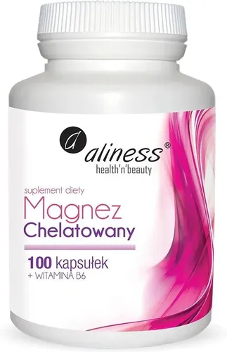 Aliness Magnesiumchelat 560mg B6 100 Kapseln Muskeln Nerven Energie vegan