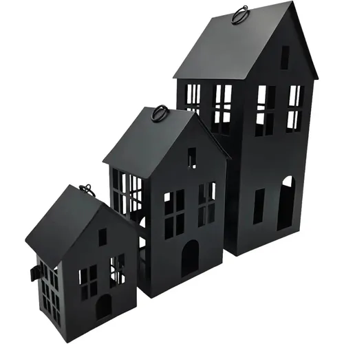 Laternenhäuser Windlicht 3er Set in schwarz von Meinposten