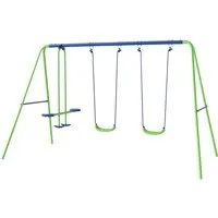 Outsunny Schaukelgestell Kinderschaukel mit Wippe Outdoor Schaukelgerüst