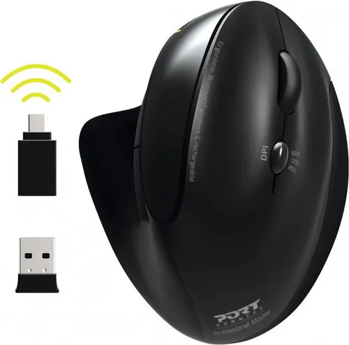Port MOUSE ERGONOMIC RECHARGEABLE BLUETOOTH RECHTSHÄNDIG - Ergonomische Bluetooth-Maus für Rechts- und Linkshänder, wiederaufladbar und ideal für stundenlangen Komfort im Büro oder Home Office.