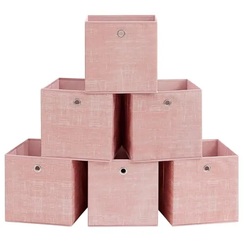 SONGMICS Aufbewahrungsbox Set, 6er Faltboxen in Pastellrosa in pink von SONGMICS