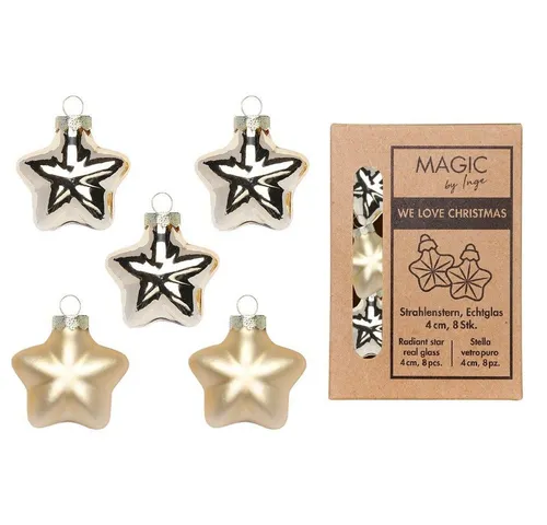 MAGIC by Inge Christbaumschmuck, Christbaumschmuck Sterne 4cm Glas 8 Stück - Brokatgold