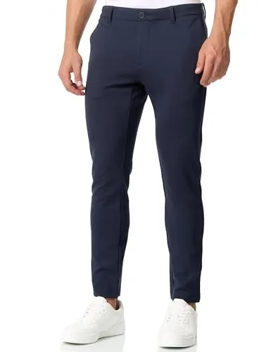 JEFF Herren JFEzra Stoffhose mit 4 Taschen | Stretch Hose Herrenhose für Männer Dark Navy, 34/34