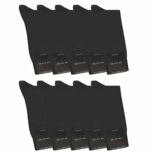 ca·wa·so Herren Socken aus 100% Baumwolle | 10er-Set Freizeitsocken ohne Naht (43-46, schwarz) - Komfortable, nahtlose Socken aus 100% Baumwolle im praktischen 10er-Set. Verstärkung an Ferse und Spitze für optimale Haltbarkeit und angenehmen Tragekomfort.