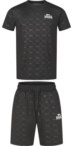 Lonsdale Herren Funktionsshirt & Shorts Set PRESTWOOD, Black/White, M - Funktionsunterwäsche Set mit regulärer Passform, hochwertigem Mischgewebe und Elasthan für optimalen Komfort. Inklusive elastischem Bund und praktischen Taschen.