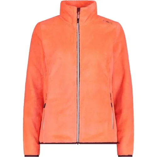 CMP Woman Jacket red fluo (C649) 34 - Fleecejacke für Damen, ideal als Mid Layer oder solo, aus hochwertigem HighLoft-Fleece für optimale Wärme und Tragekomfort, mit elastischen Bündchen und praktischen Taschen.