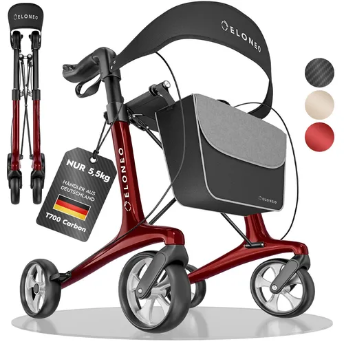 Carbon Rollator faltbar und leicht mit Sitz – Ultraleicht 5,5 kg
