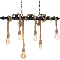 QAZQA Plural - Vintage Hängelampe mit 6 Lichtern in Schwarz - Setze stilvolle Akzente in deinem Wohnraum mit der höhenverstellbaren Plural Hängelampe. Ihr robustes Design und die Möglichkeit zur Dimmung machen sie zum perfekten Blickfang über Esstisch oder im Schlafzimmer.