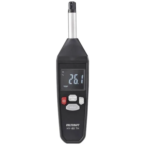 VOLTCRAFT HY-80 TH Luftfeuchtemessgerät - Feuchtigkeitsmessgerät für präzise Luftfeuchte- und Temperaturmessung, ideal für Zuhause oder im Büro. Großes LC-Display für einfache Ablesbarkeit.