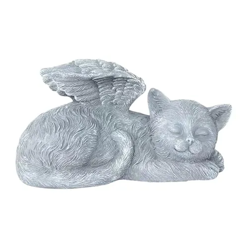 VNHATY Engel Katze Handwerk Ornamente Harz Handwerk Garten Design Dekoration Engel Katze Denkmal Grabstein Gedenkstatue Katze Grabstein Geeignet für Haus Garten Dekoration Grabstein