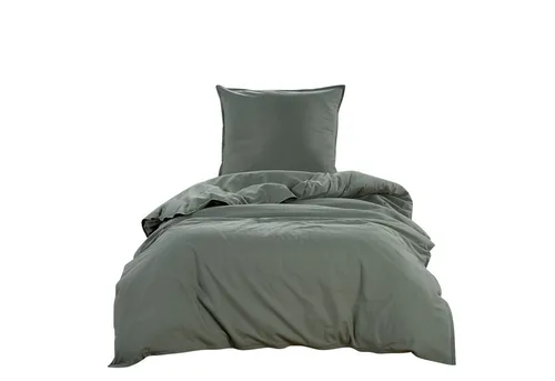wometo Bettwäsche Renforce Stone-Washed 155x220 & 80x80 - Bettwäsche-Set in grün mit modernem Stone-Washed-Design, aus 100% Baumwolle, OekoTex-zertifiziert und besonders weich für erholsamen Schlaf.
