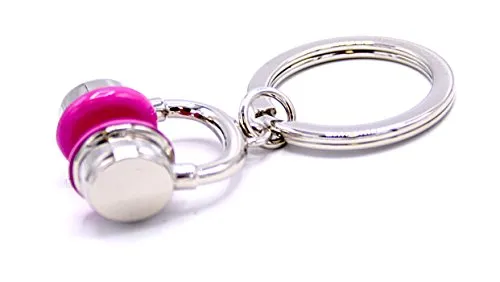 Unbekannt Schlüsselanhänger Kopfhörer pink Chrom glänzend