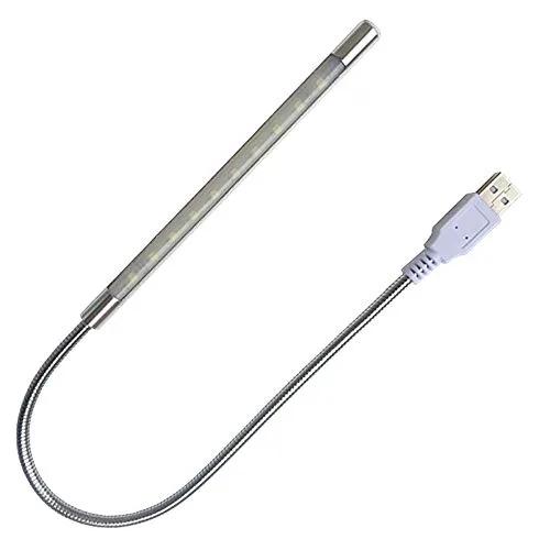 DZYDZR USB LED Leselampen Flexibler Stick Dimmbare LED Lampe Berühren Switch Schwanenhals für Laptops Silbrig [Energieklasse G]