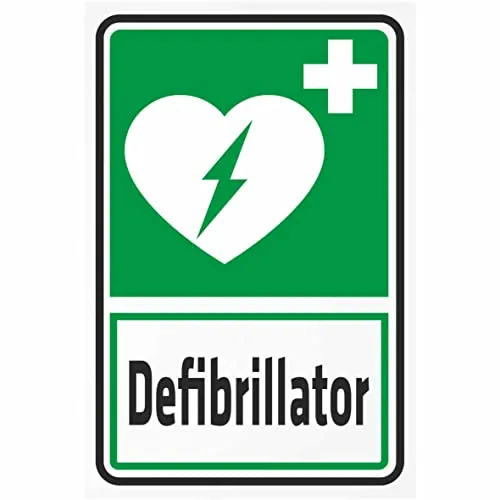 INDIGOS UG - Alu - Dibond Schilder 3mm - Sicherheit - Defibrillator - 300x200 mm - Hotel, Firma, Schutz, KITA, Arzt, Praxis, Wohnung