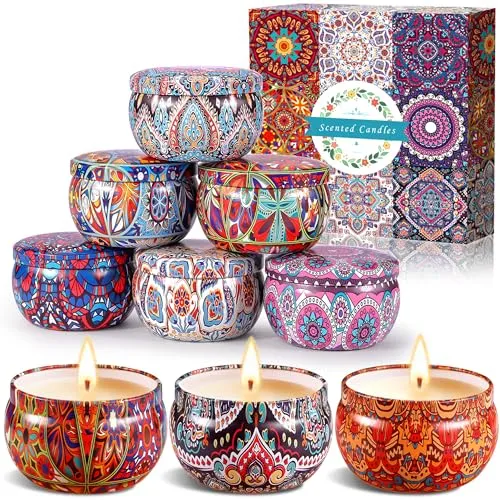 BEYAOBN Duftkerze Set Blumen Aroma Kerzen 9 Stück Geschenkset, Scented Candle Set, Natürliches Sojawachs Aromatherapie Kerzen Weihnachtskerzen für Mutter Bad Geburtstag Yoga Jahrestag Damen Geschenke