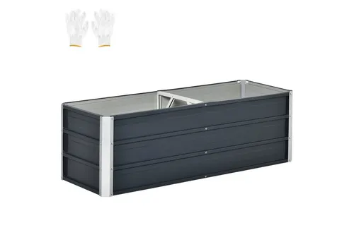 Outsunny Hochbeet 125L x 47B x 40H cm - kohlegrau - Hochbeet für den einfachen Anbau von Pflanzen und Gemüse, schütz vor Unkraut und sorgt für optimales Pflanzenwachstum.